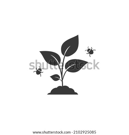 Pest plant icon, damage crop for aphid attack, harmful insect, tick or bug, editable stroke vector illustration