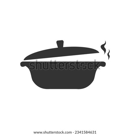 Uzbek cauldron icon. Silhouette icon of cast iron saucepan with lid. Black simple illustration of national dish for cooking pilaf vector