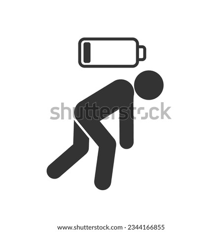 Tired person icon, fatigue or exhausted, lack battery energy, low charge, burnout workplace, stress - icon vector