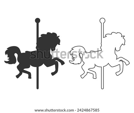 Carousel horse vector line icon set on white background. Flat vector carousel horse icon symbol sign from modern entertainment collection for mobile concept and web apps design