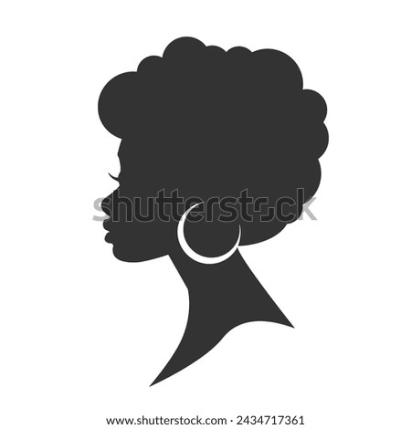 African American woman face profile hair curly. Logo beauty women silhouette with fashion curly afro hair style concept, vector illustration in modern flat sign