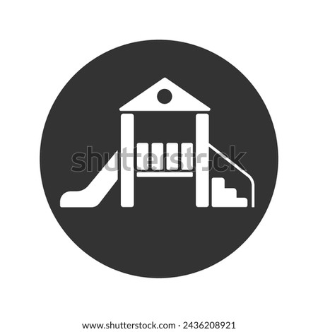 Children play area glyph icon. Playground slide. Child outdoor entertainment equipment. Park zone for kids. Silhouette symbol on white space. Vector illustration