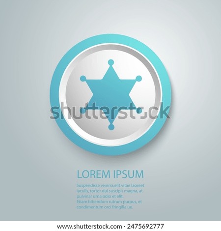 Sheriff star badge silhouette blue icon. Clipart image isolated on white background