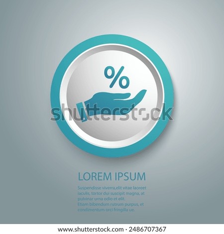 Percentage on hand icon, logo on a white background. Vector