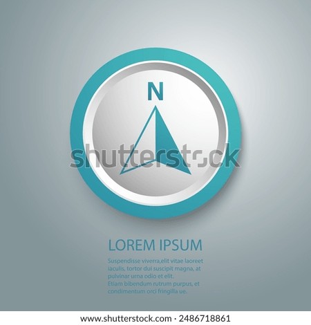 North arrow icon or N direction and navigation point symbol. Vector logo for GPS navigator map isolated on white background