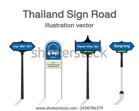 ThaiLand sign Road illustrater set