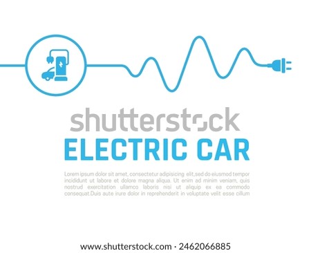 Electric plug background. Electric car sign icon. Sedan saloon symbol. Electric vehicle transport. Vector