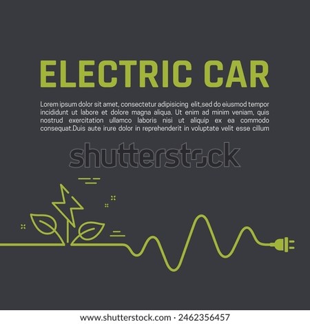 Electric plug background. Electric car sign icon. Sedan saloon symbol. Electric vehicle transport. Vector