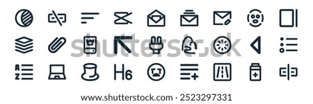 linear ui icon pack. vector thin line medicine, link, menu, facial mask, left up, open menu, crying baby, link icons suitable for apps and websites ui designs