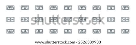 linear currency icon pack. vector thin line yuan, lira, dollar, quetzal, rupiah, kip, baht, colon icons suitable for apps and websites ui designs