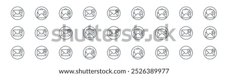 linear email and messages icon pack. vector thin line receive mail, add message, receive mail, forward message, forward message, cloud mail, important exchange mails icons suitable for apps and