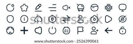 linear ui essential icon pack. vector thin line back, star, edit, cpu, ting, eye, todo, unlock icons suitable for apps and websites ui designs