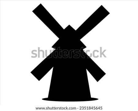 Windmill silhouette vector art white background