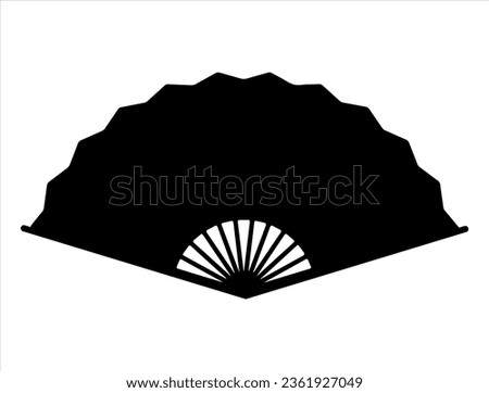 Hand fan silhouette vector art white background
