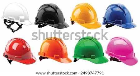 safety helmet with chin strap isolated on white background 