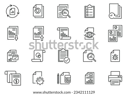 Report icon vector illustration. Settings and analysis icon on isolated background. Document sign concept.