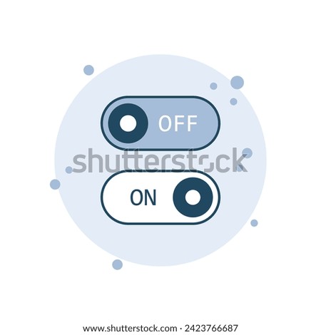 Cartoon switch icon vector illustration. Toggle on bubbles background. Off, on sign concept.