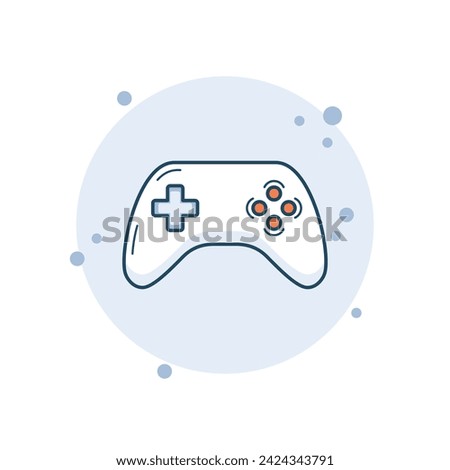 Cartoon gamepad icon vector illustration. Joystick on bubbles background. Controller sign concept.