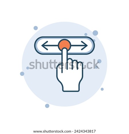 Cartoon toggle icon vector illustration. Swipe left, right on bubbles background. On-off sign concept.