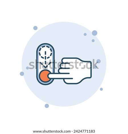 Cartoon toggle icon vector illustration. Swipe down on bubbles background. On-off sign concept.
