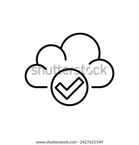 Cloud service icon vector illustration. Cloud with checkmark on isolated background. Cloud storage with tick sign concept.