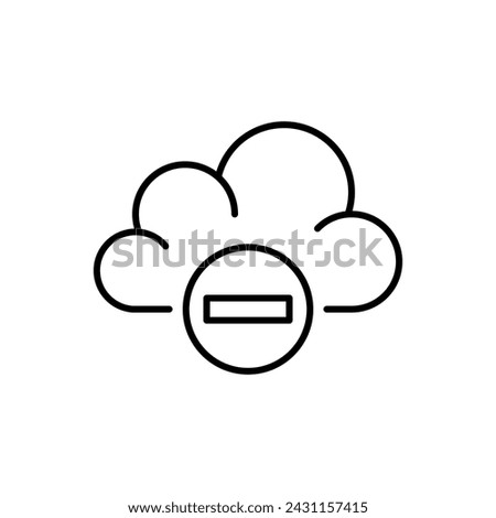 Cloud service icon vector illustration. Remove from cloud on isolated background. Cloud with minus sign concept.