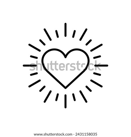 Hearts with shine icon vector illustration. Love burst on isolated background. Heart sunshine sign concept.
