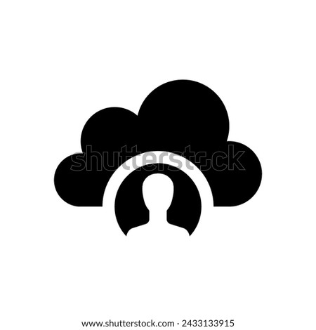 Cloud service icon vector illustration. Cloud with user profile on isolated background. Online connection sign concept.