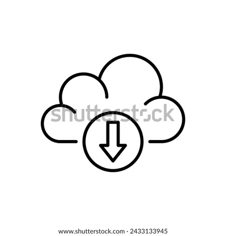 Cloud service icon vector illustration. Cloud with arrow down on isolated background. Download from cloud sign concept.