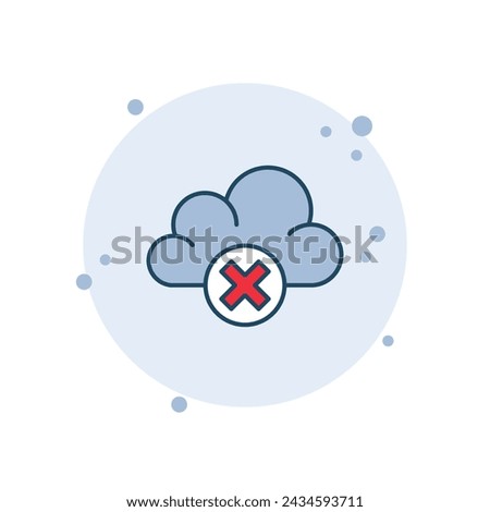 Cartoon cloud service icon vector illustration. Cloud with delete data on bubbles background. Cloud remove sign concept.