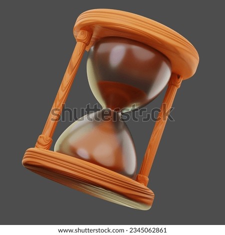 Hourglass with sand countdown. Business, 3d render icon isolated on background. time and deadline concept.