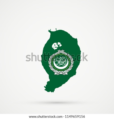 Corvo Island map in Arab League flag colors, editable vector.