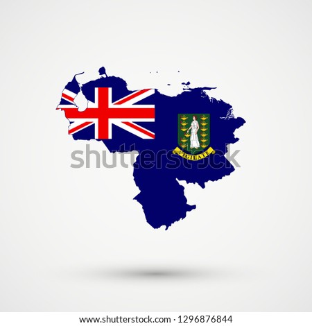 Venezuela map in British Virgin Islands flag colors, editable vector.