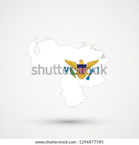 Venezuela map in United States Virgin Islands flag colors, editable vector.