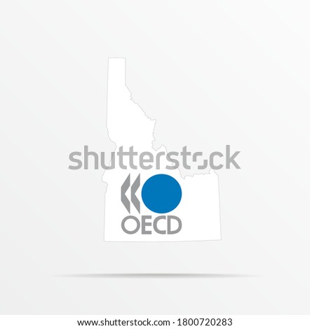 Vector map State of Idaho combined with Organisation for Economic Cooperation and Development (OECD) flag.