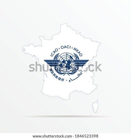 Vector map France combined with International Civil Aviation Organization (ICAO) flag.