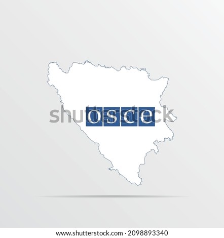 Vector map Bosnia and Herzegovina combined with Organization for Security and Cooperation in Europe (OSCE) flag.