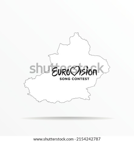 Vector map East Turkestan, Xinjiang combined with Eurovision Song Contest flag.