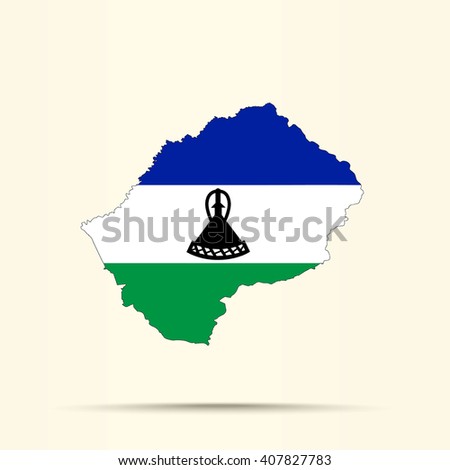 Map of Lesotho in Lesotho flag colors