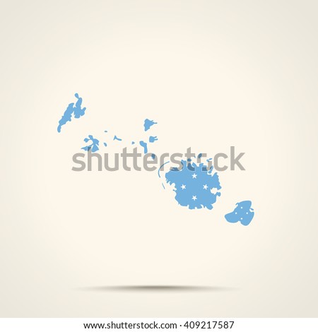 Map of Federated States of Micronesia in Federated States of Micronesia flag colors


