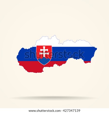 Map of Slovakia in Slovakia flag colors