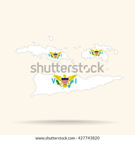 Map of United States Virgin Islands in United States Virgin Islands flag colors