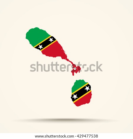 Map of Saint Kitts and Nevis in Saint Kitts and Nevis  flag colors


