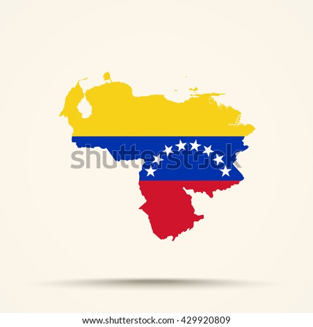 Map of Venezuela in Venezuela flag colors


