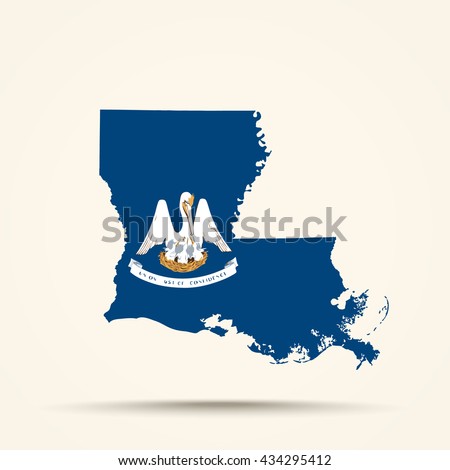 Map of Louisiana in Louisiana flag colors