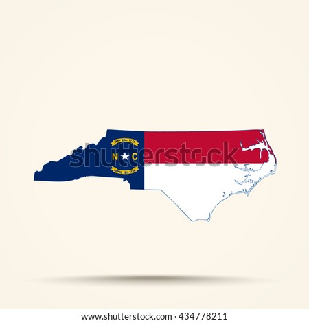 Map of North Carolina in North Carolina flag colors





