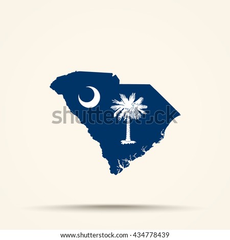 Map of South Carolina in South Carolina flag colors

