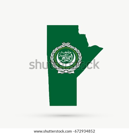 Manitoba map in Arab League flag colors, editable vector.