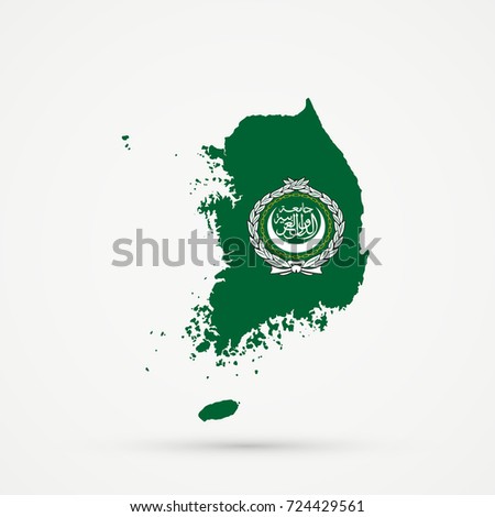 South Korea map in Arab League flag colors, editable vector.