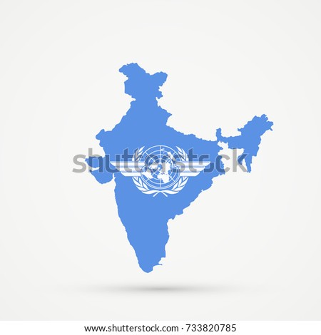 India map in ICAO (International Civil Aviation Organization) flag colors, editable vector.